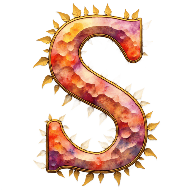 Free transparent PNG: Radiant Crystal Letter S in Gold Leaf Frame with Transparent Background