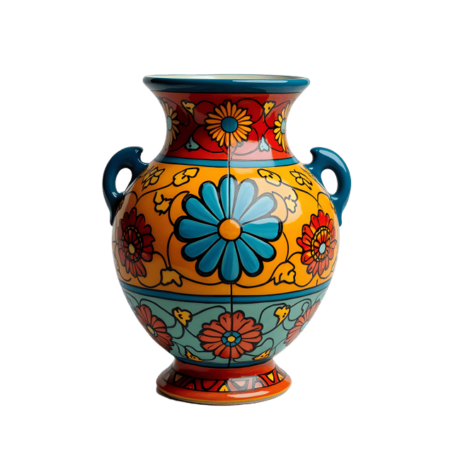 Free transparent PNG: Vibrant Polychrome Vase PNG with Colorful Patterns and Transparent Background
