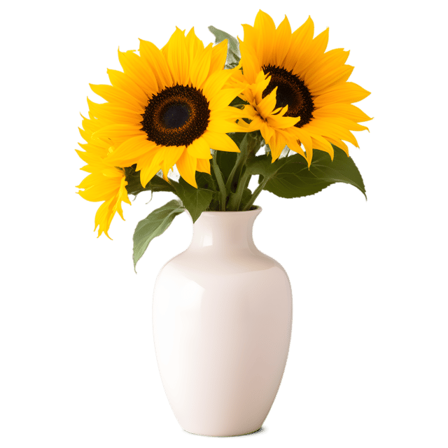 Free transparent PNG: Sunflowers in Transparent Vase PNG Image for Floral Design and Decor