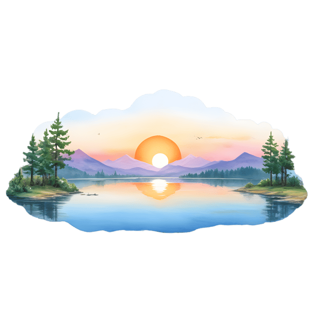 Free transparent PNG: Vibrant Sunrise Over Tranquil Lake PNG