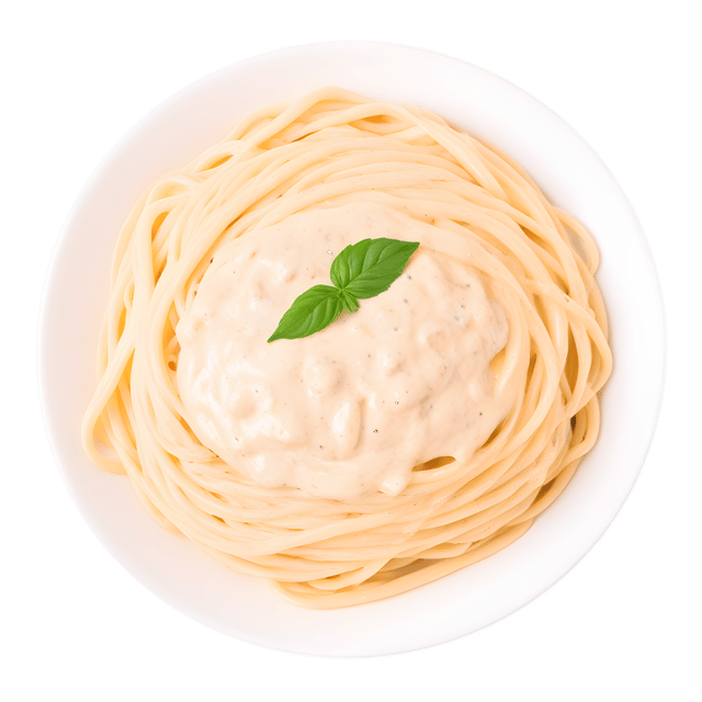 Free transparent PNG: Creamy Alfredo Spaghetti PNG with Transparent Background for Food and Cooking Imagery