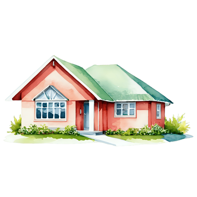 Free transparent PNG: Watercolor Bungalow House PNG – Transparent Background Architecture Illustration