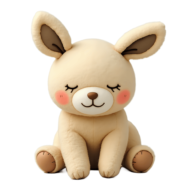 Free transparent PNG: 17 Gentle Plushie with Fuzzy Ears and Peaceful Expression PNG