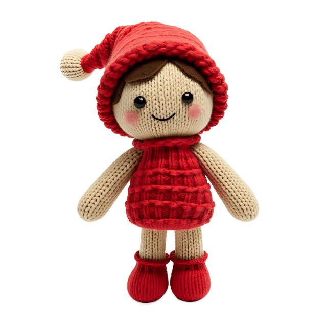 Free transparent PNG: Cheerful Knitted Doll PNG with Transparent Background for Crafting and Decor