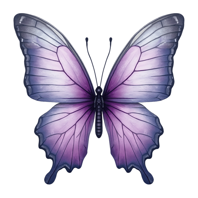 Free transparent PNG: Metallic Silver Butterfly Clipart with Purple Accents for Elegant and Stylish Designs
