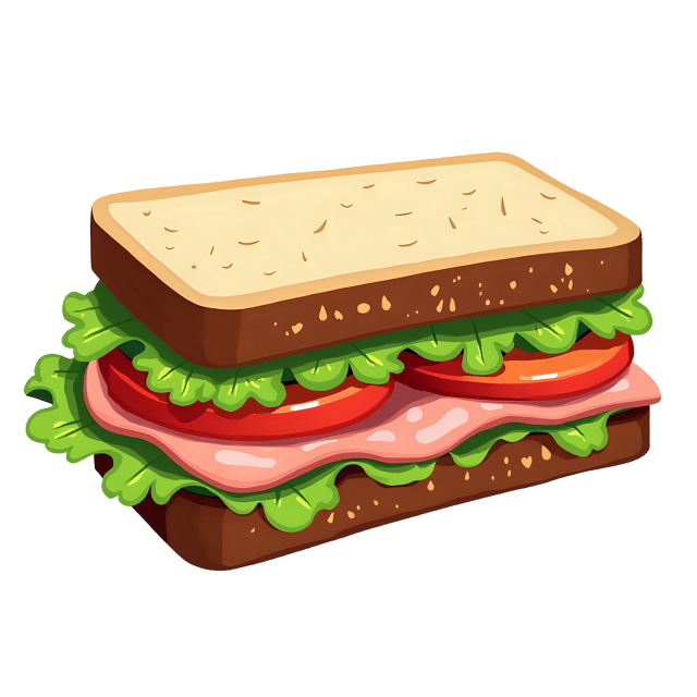 Free transparent PNG: Ham and Tomato Sandwich with Lettuce Transparent PNG Clipart for Food Imagery