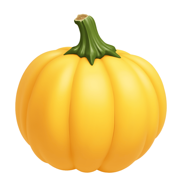 Free transparent PNG: Round Yellow Squash with Soft Waxy Skin - Beautiful Clipart Illustration on Transparent Background