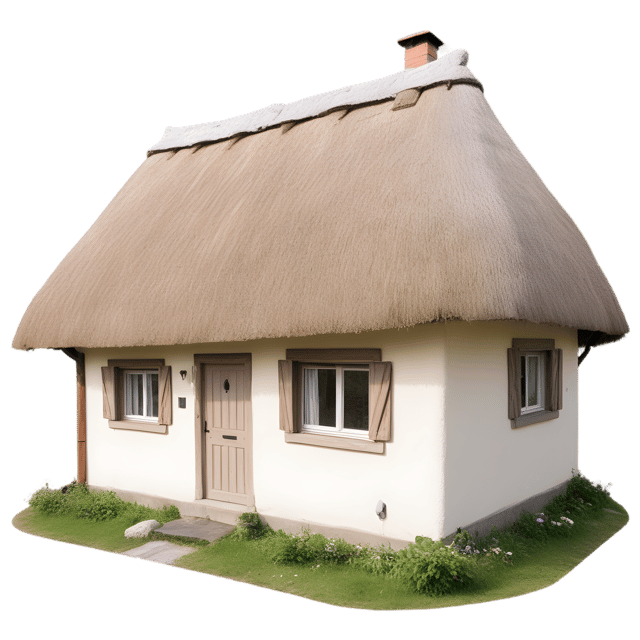 Free transparent PNG: Humble Cottage with Thatched Roof PNG Background for Rustic and Country Decor