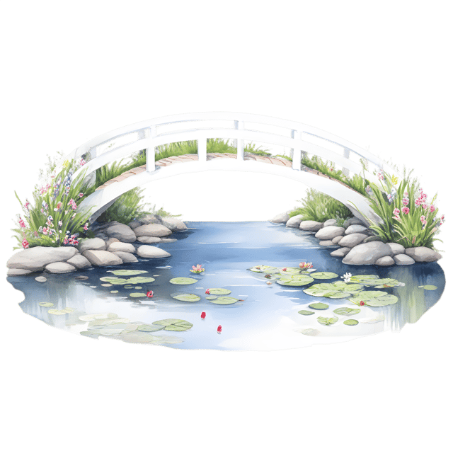Free transparent PNG: Floral Bridge Over Pond PNG with Transparent Background