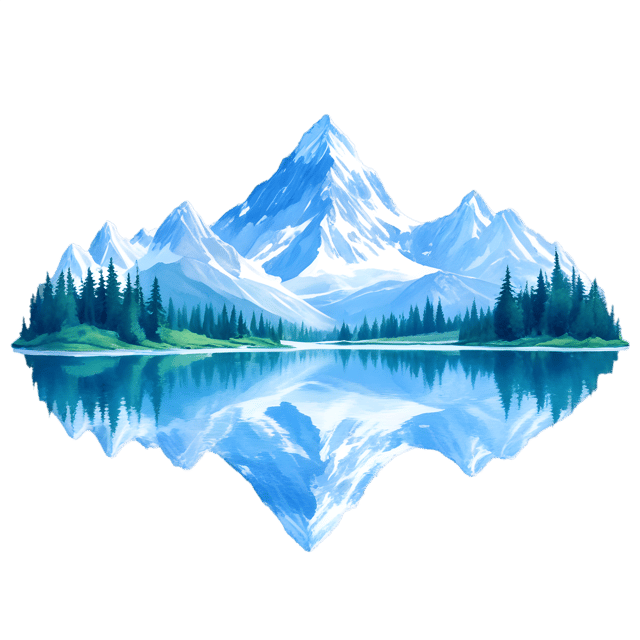 Free transparent PNG: Mountain Reflection in Crystal-Clear Lake PNG with Transparent Background
