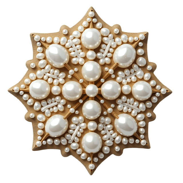 Free transparent PNG: Mother-of-Pearl Inlaid Symmetrical Artwork with Delicate Beadwork on Transparent Background
