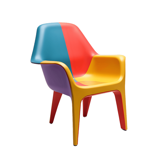 Free transparent PNG: Futuristic Plastic Chair with Geometric Lines and Vibrant Colors - Modern Design PNG Image