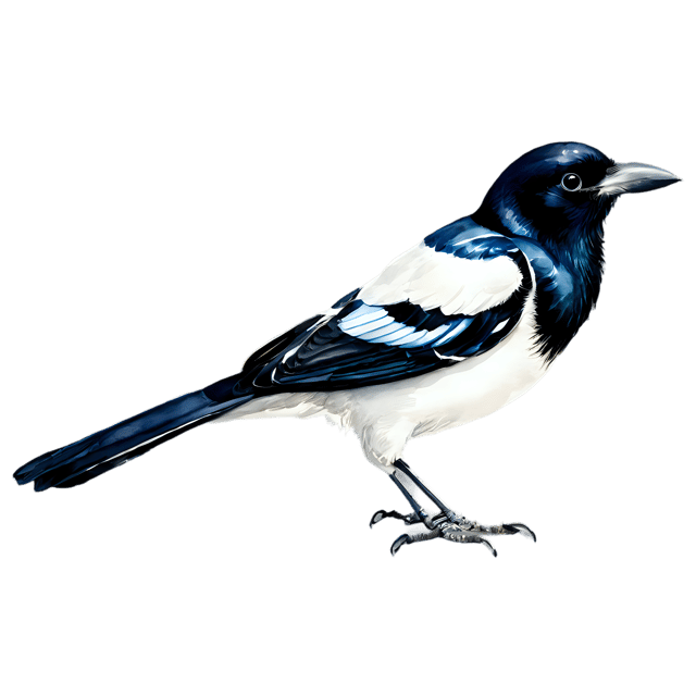 Free transparent PNG: Magpie Bird Watercolor Style Transparent PNG - Gentle Clipart for Artists & Designers
