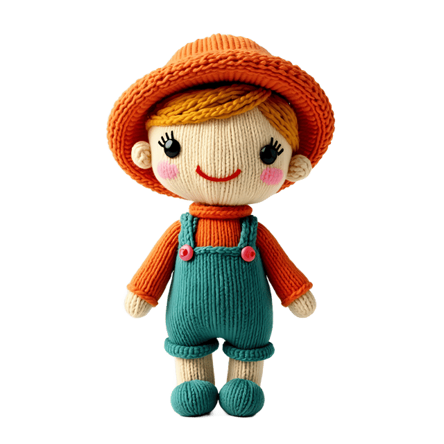Free transparent PNG: Cute Knitted Doll PNG with Transparent Background for Crafting and Decor