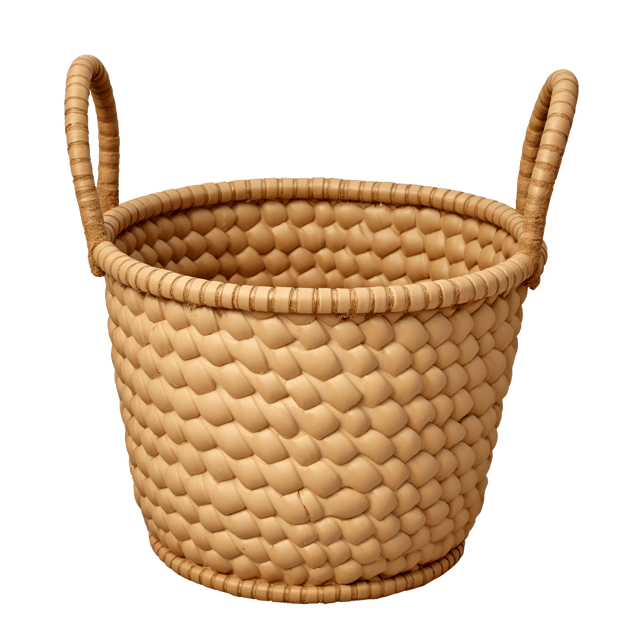 Free transparent PNG: Woven Rattan Basket with Natural Jute Handles Clipart Illustration