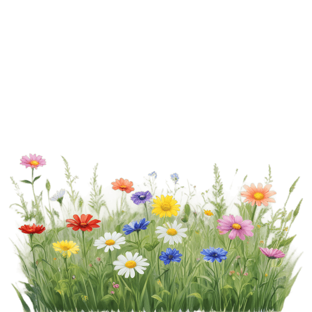 Free transparent PNG: Vivid Wildflowers Sunlit Meadow PNG Background for Nature and Decor