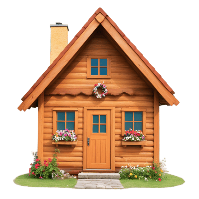 Free transparent PNG: Floral Cabin-Style Cottage PNG with Transparent Background for Artistic and Decorative Use