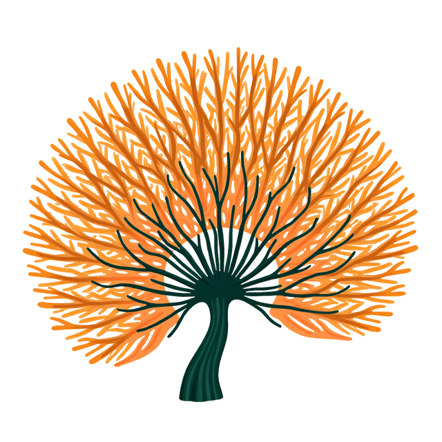 Free transparent PNG: Huge Sea Fan with Vibrant Orange and Green Branches Illustration