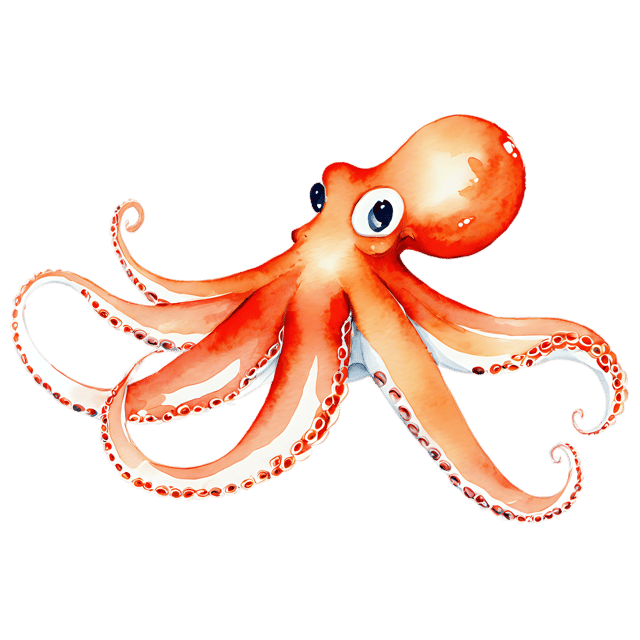 Free transparent PNG: Octopus Watercolor Illustration Transparent PNG – Gentle Clipart for Designers & Creators