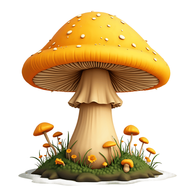 Free transparent PNG: Happy Yellow Mushroom PNG with Transparent Background for Art and Design