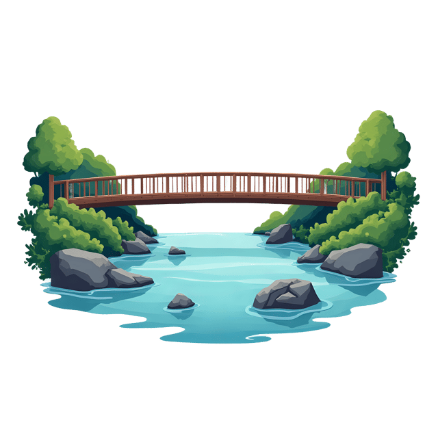 Free transparent PNG: Transparent Bridge PNG with River Background for Art and Design