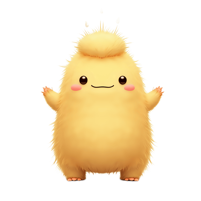 Free transparent PNG: Pale Yellow Monster PNG with Fuzzy Crown and Serene Expression