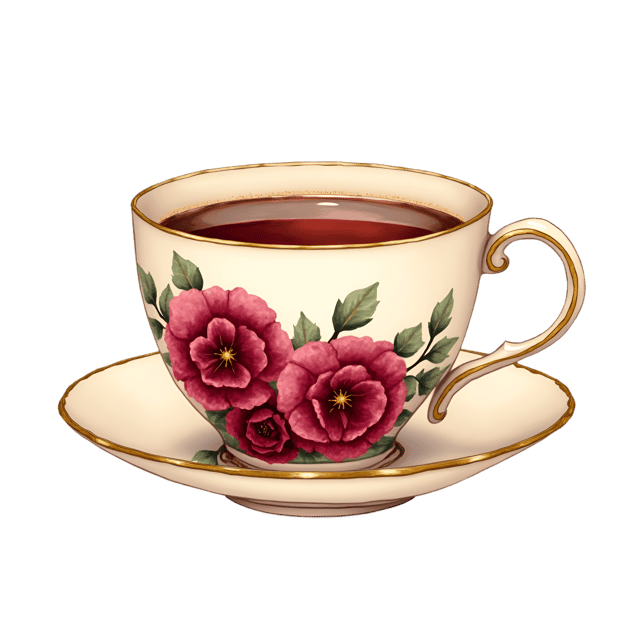 Free transparent PNG: Ivory and Burgundy Tea Cup with Deep Red Roses  Elegant Clipart, Free PNG Download