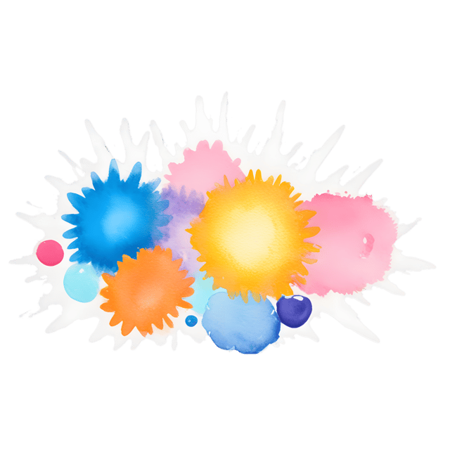 Free transparent PNG: Whimsical Color Bursts on a Serene Canvas PNG