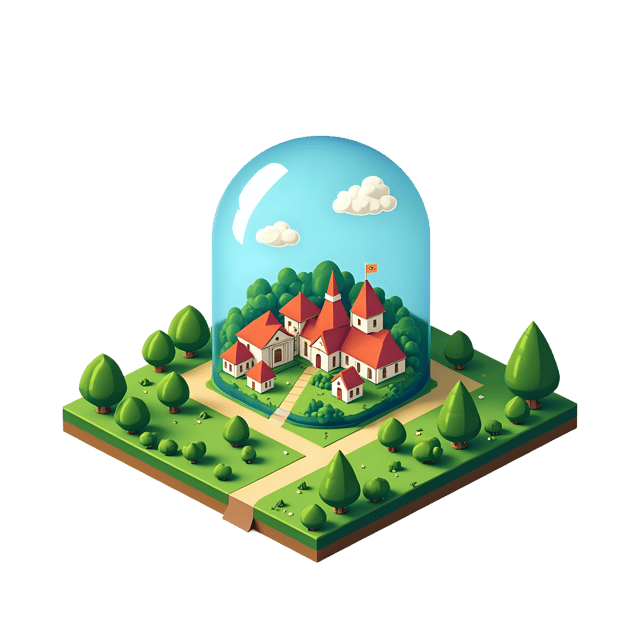 Free transparent PNG: Tiny Village Under Glass Dome Transparent PNG Illustration for Decor and Crafting