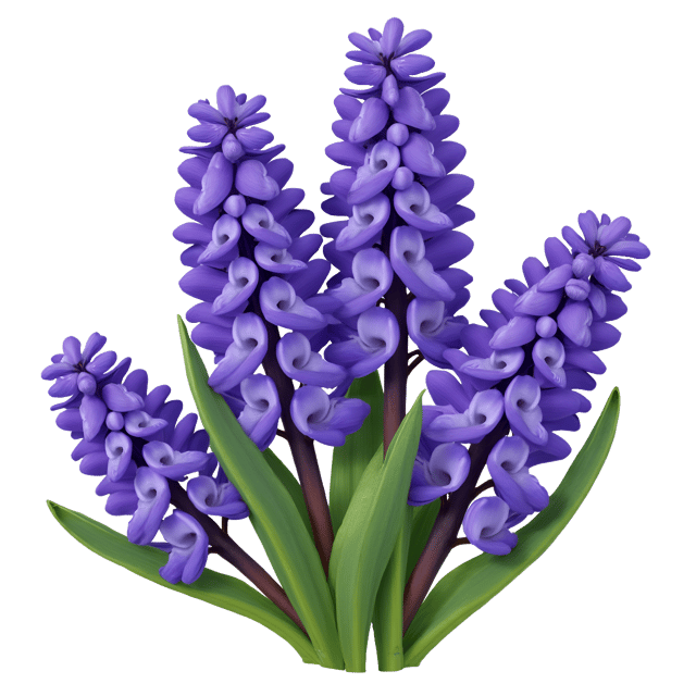 Free transparent PNG: Rich Purple Hyacinths Clipart Illustration with Bold Symmetrical Pattern