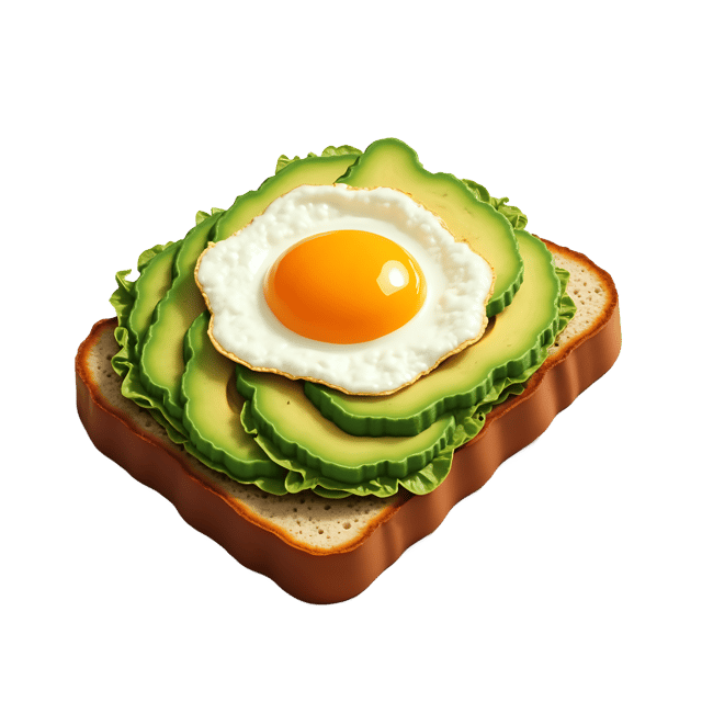 Free transparent PNG: Avocado Toast with Egg PNG Clipart  Ideal for Breakfast Recipes  Food Blogging