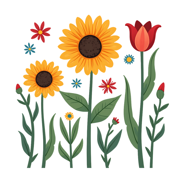 Free transparent PNG: Sunflower, Daisy, and Tulip PNG Clipart  Perfect for Spring Themes, Crafts  Education
