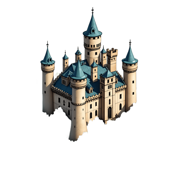 Free transparent PNG: Ink and Wash Ancient Castle with Forest Surroundings Illustration on Transparent Background