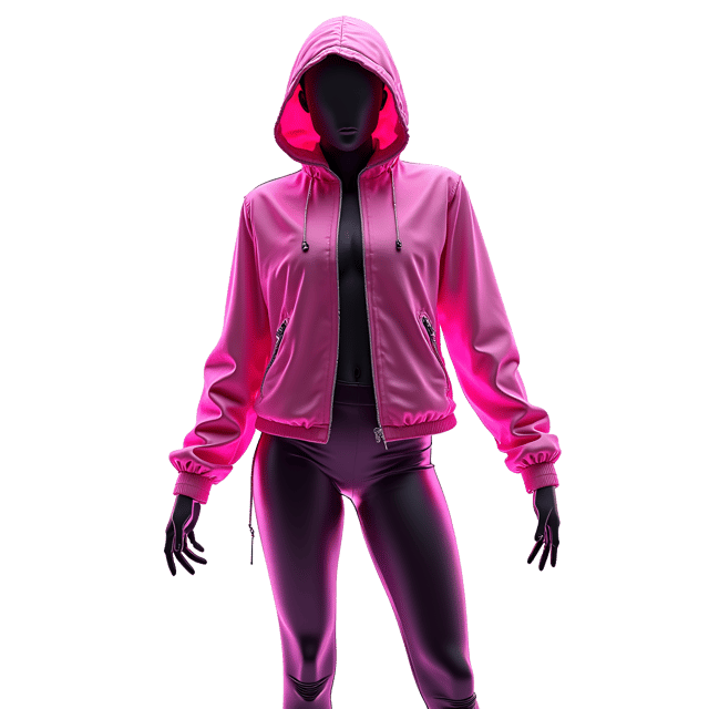 Free transparent PNG: Neon Pink and Black Graceful Humanoid Figure on White Background