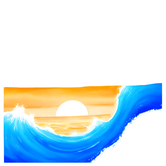 Free transparent PNG: Vivid Blue Waves Under Golden Sky PNG Background
