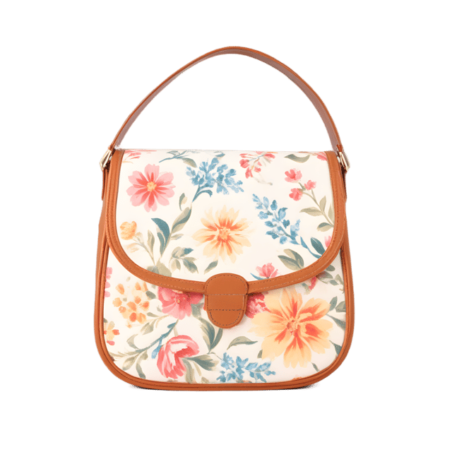 Free transparent PNG: Floral Crossbody Bag PNG with Transparent Background for Fashion and Design Use