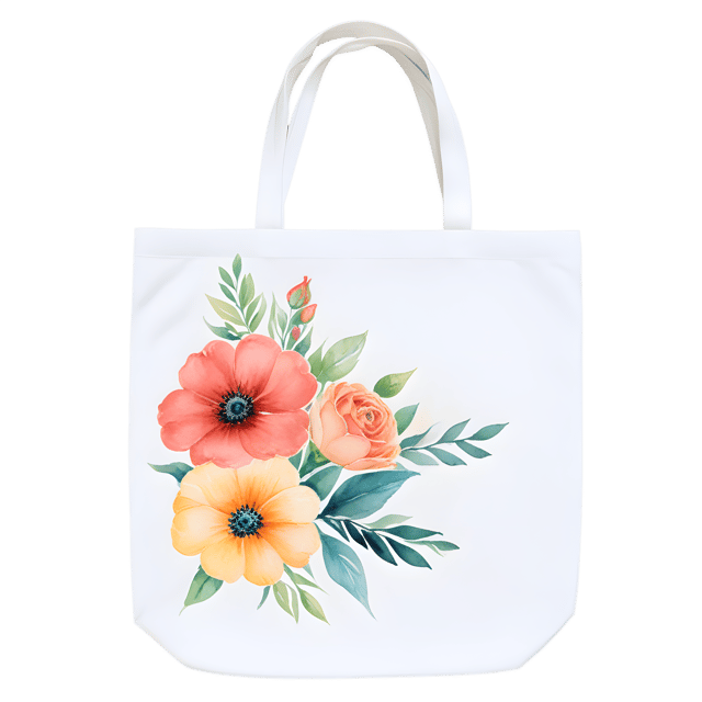 Free transparent PNG: Floral Tote Bag PNG with Transparent Background for Print and Digital Use