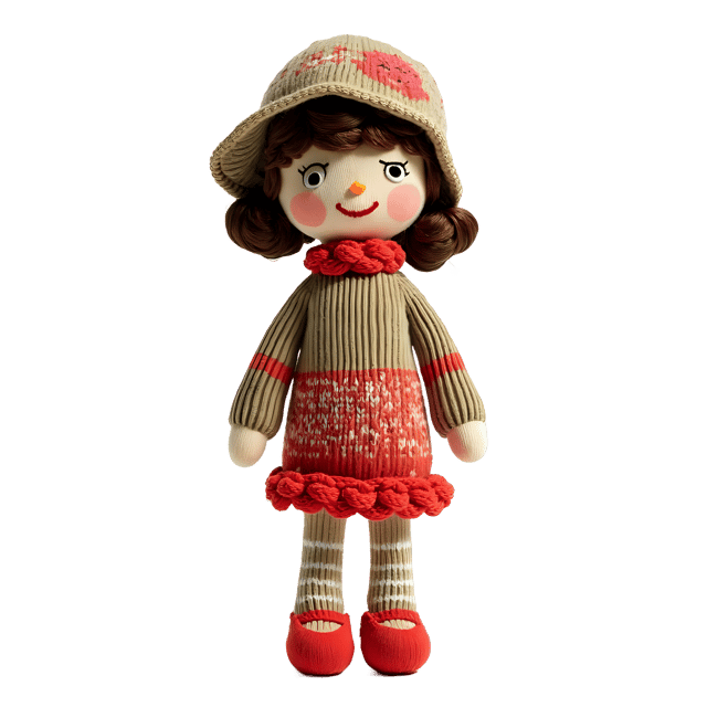 Free transparent PNG: Floral Motif Knitted Doll PNG with Transparent Background for Crafting and Decor