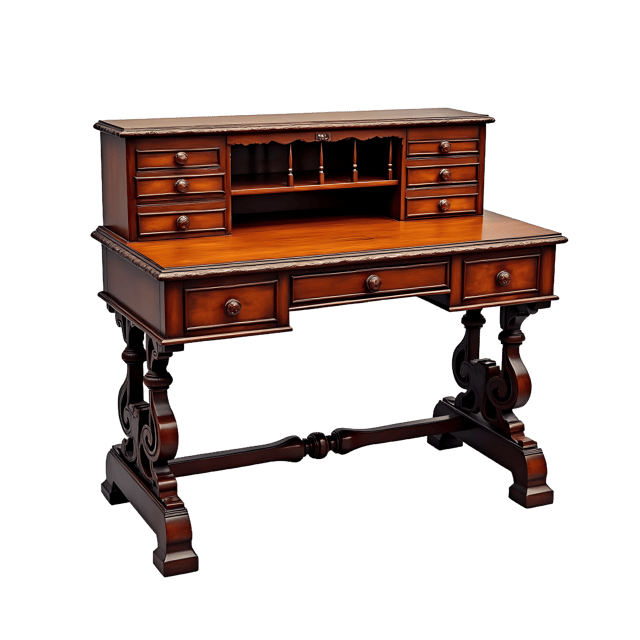 Free transparent PNG: Victorian Mahogany Writing Desk PNG  Elegant Antiquarian Furniture for Classic Interior Design  Decor