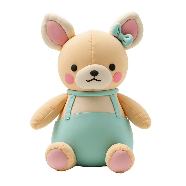 Free transparent PNG: Pastel Plushie with Serene Expression - Soft and Peaceful Stuffed Animal Design