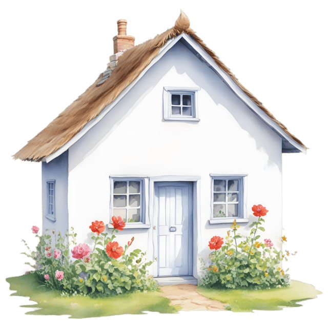 Free transparent PNG: Floral White Cottage PNG Illustration for Nursery and Country Decor