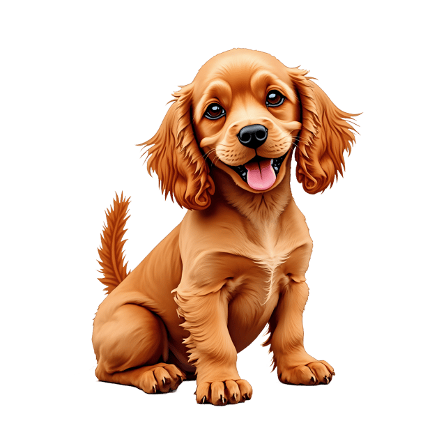 Free transparent PNG: Copper-colored Cocker Spaniel PNG with Fluffy Tail and Merry Brown Eyes