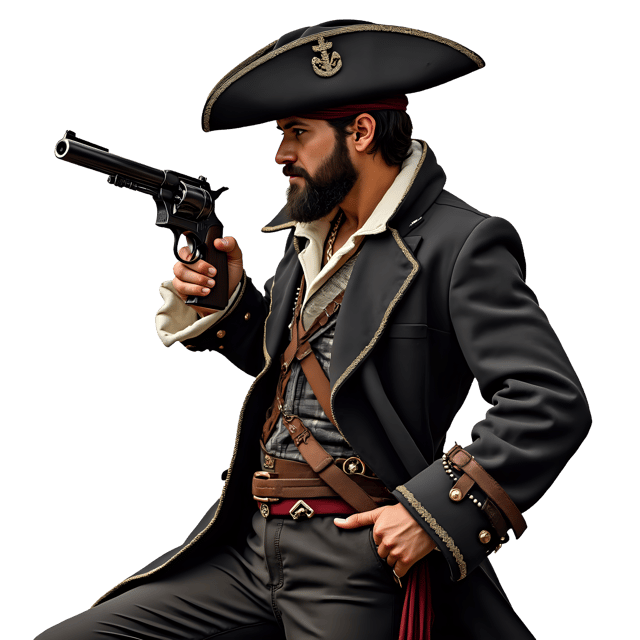 Free transparent PNG: Pirate with Pistol PNG Download  Perfect for Nautical Themes and Action Scenes
