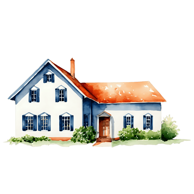 Free transparent PNG: Watercolor Colonial House PNG – Transparent Background Illustration