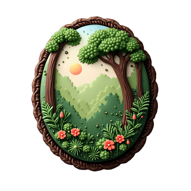Free transparent PNG: Forest Cameo Brooch  Nature Jewelry Clipart, free downloadable png