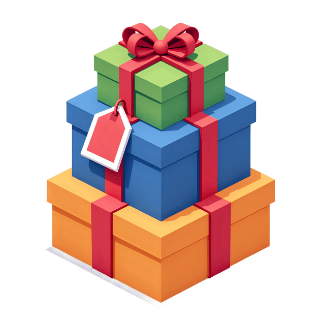 Free transparent PNG: Wrapped Presents with Bright Ribbons and Gift Tags PNG