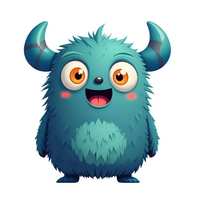 Free transparent PNG: Friendly Monster Plushie PNG with Fuzzy Fur and Bright Eyes for Cuddly Decorations