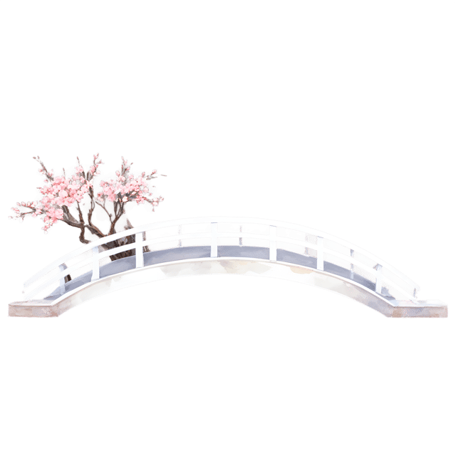 Free transparent PNG: Floral Cherry Blossom Bridge PNG Illustration for Decorative and Artistic Use