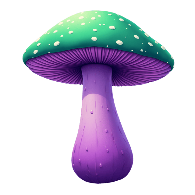 Free transparent PNG: Beautiful Purple Stem and Green Cap Mushroom Clipart with Transparent Background
