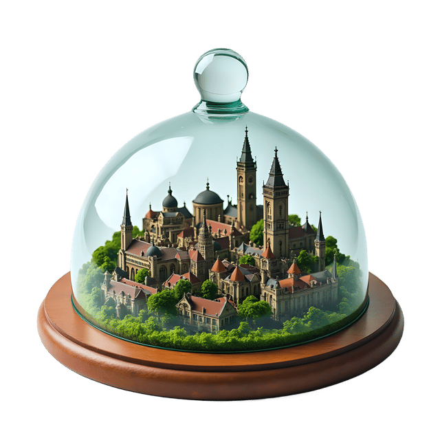 Free transparent PNG: Miniature City Under Glass Dome PNG with Transparent Background for Artistic Design